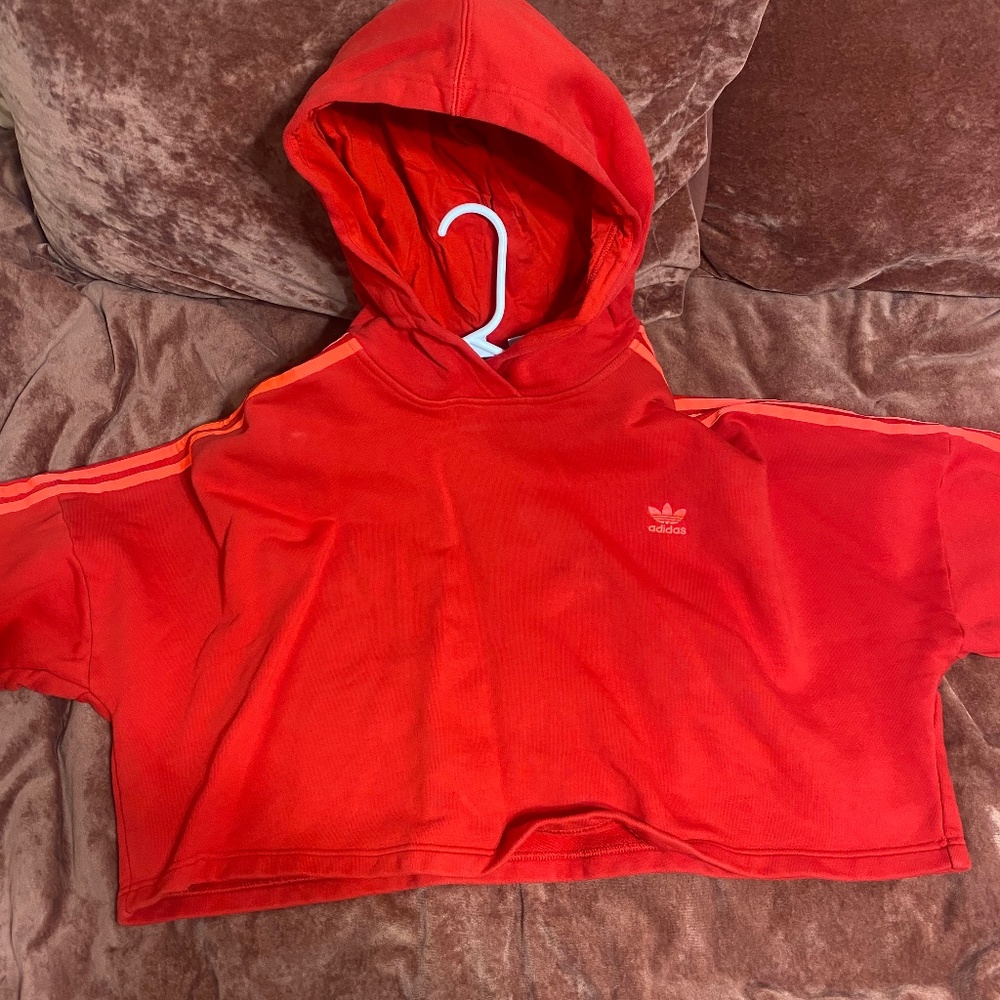 Adidas red/orange stripe hoodie